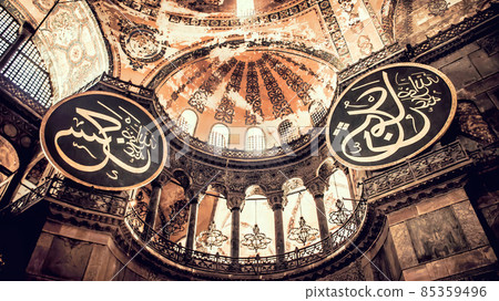 Interior of Hagia Sophia Ayasofya Kebir mosque, Istanbul, Turkey 85359496
