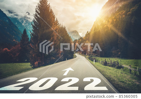 2022 New Year road trip travel and future vision concept 2022 New Year road trip travel and future vision concept 85360305
