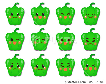 Bell pepper face icon illustration material set 4 85362181