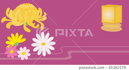 Horizontal background illustration of Obon: Chrysanthemum and lantern Horizontal background illustration of Obon: Chrysanthemum and lantern 85362579