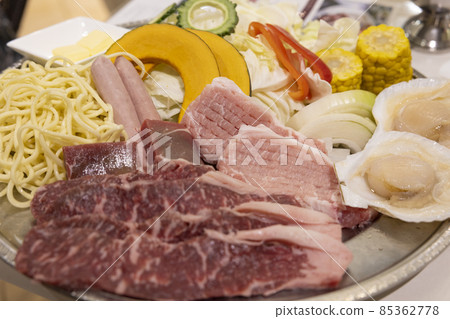 Ingredients for barbecue, domestic beef sirloin, pork loin, etc. Ingredients for barbecue, domestic beef sirloin, pork loin, etc. 85362778