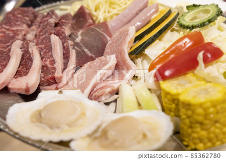 Ingredients for barbecue, domestic beef sirloin, pork loin, etc. Ingredients for barbecue, domestic beef sirloin, pork loin, etc. 85362780