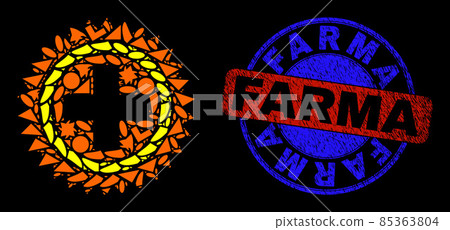 Bicolor Distress Farma Stamp and Geometric Mosaic Medical Cross Icon Bicolor Distress Farma Stamp and Geometric Mosaic Medical Cross Icon 85363804