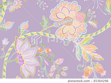 Seamless pattern with stylized ornamental flowers in retro, vintage style. Seamless pattern with stylized ornamental flowers in retro, vintage style. 85364296