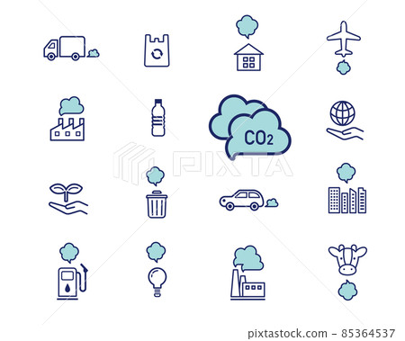 Environmental icon set Greenhouse gas SDGs CO2 85364537
