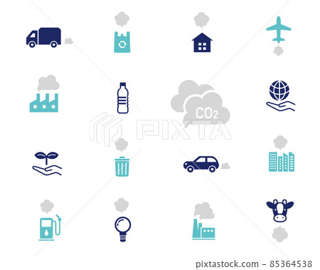 Environmental icon set Greenhouse gas SDGs CO2 85364538