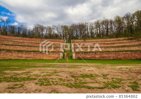 Singing terraces are garden terraces built at 19th century and fortified by brick walls in Kharkiv region, Ukraine Singing terraces are garden terraces built at 19th century and fortified by brick walls in Kharkiv region, Ukraine 85364802