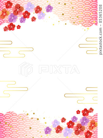 Plum and Qinghai wave cloud background vertical red 85365208