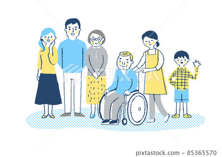 Wheelchair grandpa, helper and family 85365570