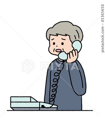 男人和老年人用焦慮的表情打電話 85365658