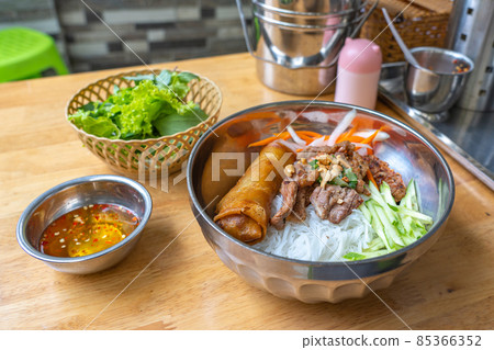 Bun thit nuong - one of the most popular Vietnamese food Bun thit nuong - one of the most popular Vietnamese food 85366352