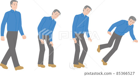 Changes in walking with aging. Stagger. fatigue. Stumbling elderly 85366527