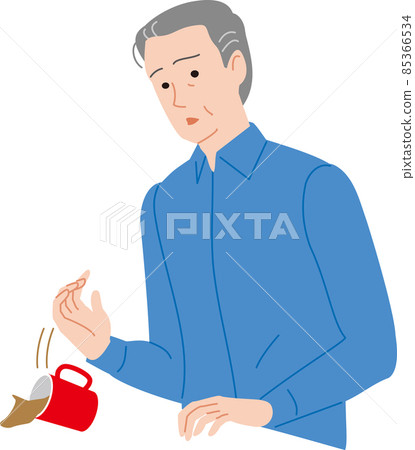 An elderly man whose cup fell from his hand An elderly man whose cup fell from his hand 85366534
