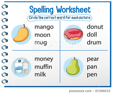 Spelling worksheet template for kids 85366610