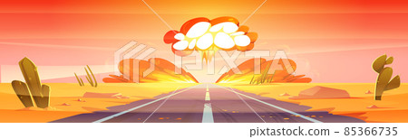 Atomic bomb explosion, mushroom cloud in desert Atomic bomb explosion, mushroom cloud in desert 85366735