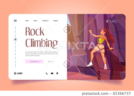 Rock climbing cartoon landing page, mountaineering Rock climbing cartoon landing page, mountaineering 85366737