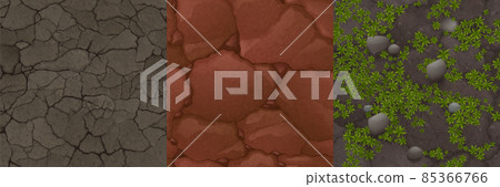 Textures of ground with stones and grass, dry soil 85366766