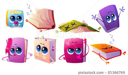 Cute books characters with bookmarks and faces 85366769