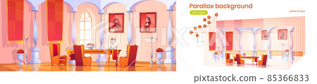 Parallax background dining room interior in castle 85366833