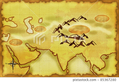 Illustration of the old map of the Silk Road 1 85367280