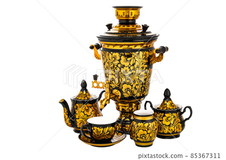 Tea Set of Old Russian folk utensils. 85367311