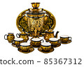 Tea Set of Old Russian folk utensils. 85367312