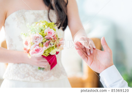 Bride and groom to be escorted up 1 85369120