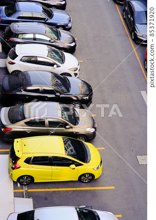 Colorful car parking lot inn modern condo resident aerial view Colorful car parking lot inn modern condo resident aerial view 85371920