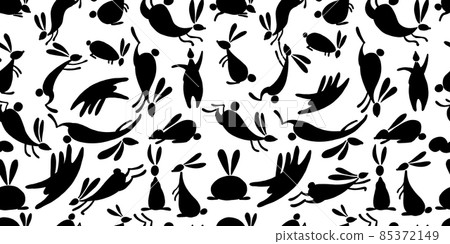 Funny rabbits. Mid-autumn festival. Seamless Pattern Background for your design Funny rabbits. Mid-autumn festival. Seamless Pattern Background for your design 85372149