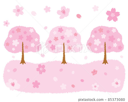 盛開櫻花的粉紅色背景插圖 85373080