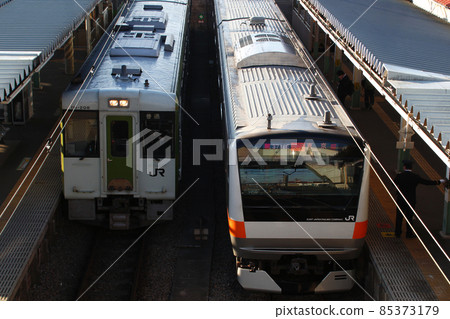 Kiha 110 / 中央線E233系列開往東京，在八公線高井川站停靠 85373179