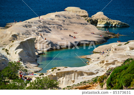 Famous Sarakiniko beach on Milos island in Greece 85373631