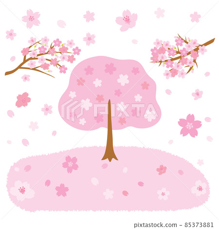 盛開櫻花的粉紅色背景插圖 85373881