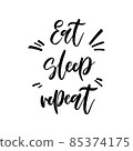 Eat sleep repeat - quote for homemade products and shops. Vector badge, label. Vector Illustration on a white background 85374175