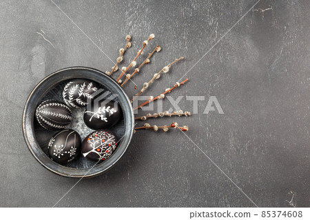 Easter greeting card with handmade pysanka eggs 85374608