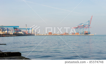 Commercial sea port in Odessa, Ukraine, panorama Commercial sea port in Odessa, Ukraine, panorama 85374748