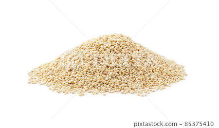 Small pile of raw white quinoa, isolated 85375410