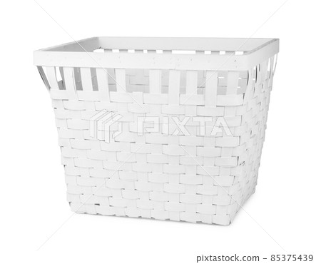 Empty white wicker basket isolated Empty white wicker basket isolated 85375439