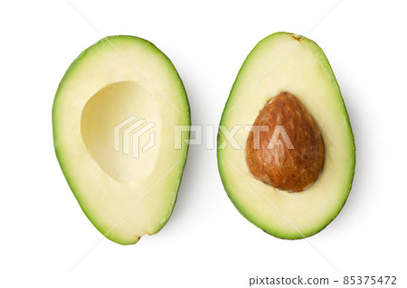 Two slices of avocado isolated 85375472