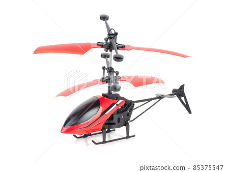 Remote controlled red helicopter isolated 85375547