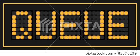Orange color led in word queue on black background Orange color led in word queue on black background 85376199