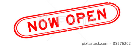 Grunge red now open word rubber seal stamp on white background Grunge red now open word rubber seal stamp on white background 85376202