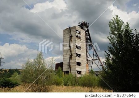 factory. vertical shaft of an abandoned salt mine in ukraine 85376646