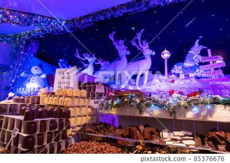 A self service candy store shop in Brussels, Belgium. Candy store during Christmas holidays in a Christmas market in the centre of Brussels. High quality photo 85376676