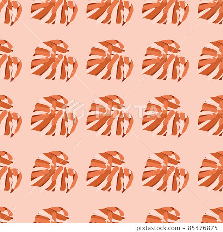 Monstera leaves tropical seamless pattern. Palm leaf endless wallpaper. 85376875