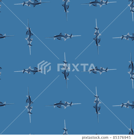 Saw shark seamless pattern in scandinavian style. Marine animals background. Vector illustration for children funny textile. Saw shark seamless pattern in scandinavian style. Marine animals background. Vector illustration for children funny textile. 85376945