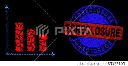 Bicolor Textured Foreclosure Badge And Geometric Mosaic Recession Bar Chart Icon Bicolor Textured Foreclosure Badge And Geometric Mosaic Recession Bar Chart Icon 85377105