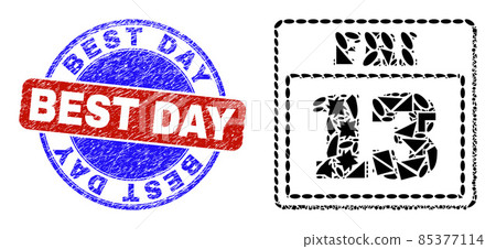 Bicolor Rubber Best Day Stamp Seal And Geometric Mosaic 13 Friday Calendar Page Icon 85377114