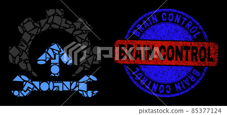 Bicolor Rubber Brain Control Badge and Geometric Mosaic Gear Integration Arrow Icon Bicolor Rubber Brain Control Badge and Geometric Mosaic Gear Integration Arrow Icon 85377124