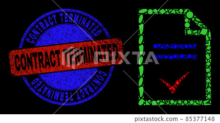 Bicolor Scratched Contract Terminated Stamp Seal and Geometric Mosaic Agreement Page Icon 85377148